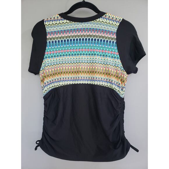 NWT‎ $99 NEXT ATHENA GEO PRINT BLACK ZIP SWIM SHIRT TOP RASH GUARD 36B / C - Picture 5 of 6